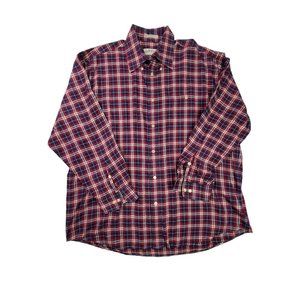 Orvis Mens XL Plaid Flannel Shirt Purple Red
